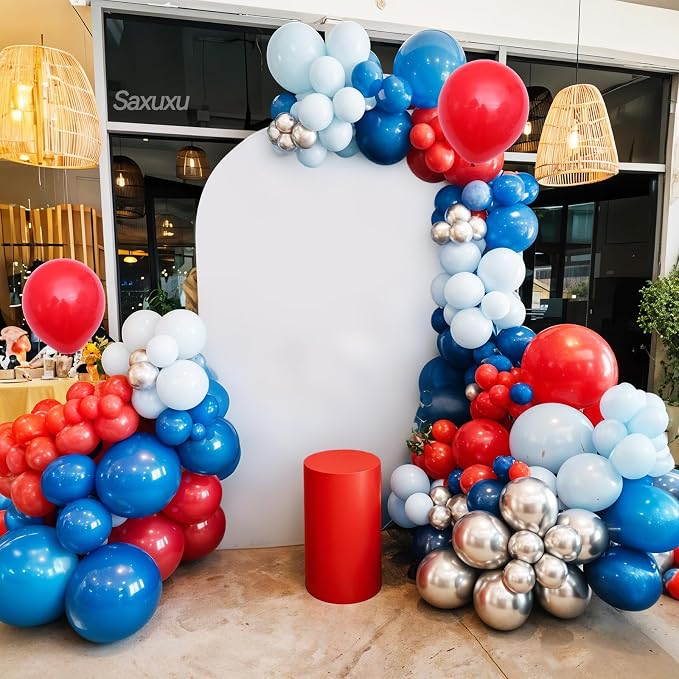 Red and Blue Balloon Arch Kit, Red White Blue Balloon Garland Kit, Sand Gold Balloons Navy White Balloons For Independence Day Baseball Theme Baby Shower Birthday Party Decorations