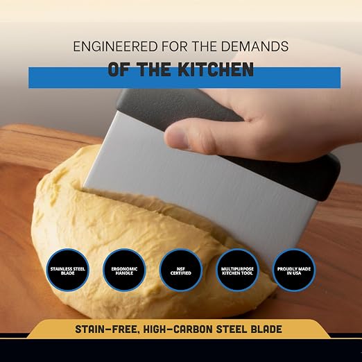 Dexter-Russell 6” x 3” Dough Cutter/Scraper – S196B, Stainless Steel Blade with Black Textured Handle, Sani-Safe Series, NSF Certified, Made in USA
