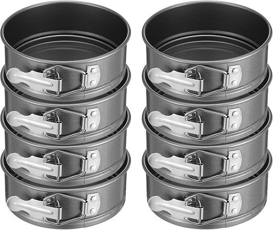 8 Pcs 4.7 Inch Springform Pan with Removable Bottom, Nonstick, Round Springform Cake Pan, Leakproof Mini Cheesecake Pans with Stainless Steel Spring Buckles for Baking Kitchens Restaurant (Black)