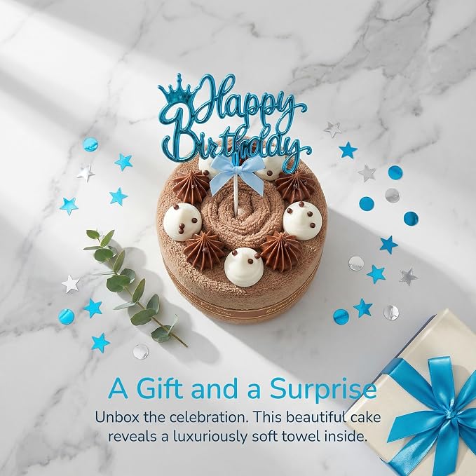 Elegant Acrylic Birthday Cake Topper with Crown & Bow Design - Reusable Decoration for Party, Wedding, Baby Shower (Blue)