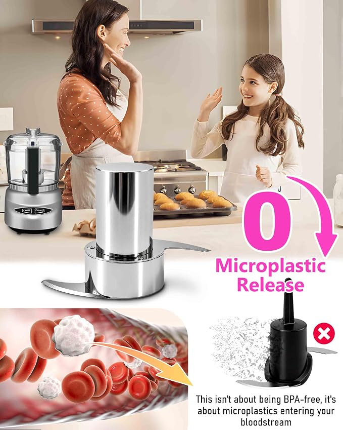 Less-Microplastic DLC-2ACBN Fit for Cuisinart Mini Prep Plus Chopping Blade | Replacement DLC-2A Series Blade, Resists Cracking/ Chipping/ Flaking, Easily Handle Hard Ingredients, Easy Cleanup, Durable