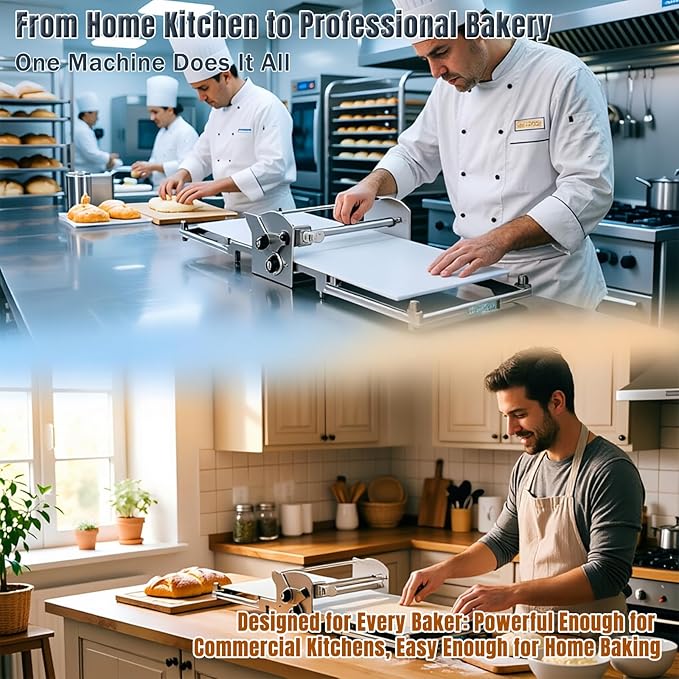 Commercial 110V Electric Dough Sheeter Machine, Reversible Puff Pastry Sheeter And Fondant Roller, Dough Roller, Adjustable Thickness 0-25mm, Folding Dough Sheeter For Bakeries, Pastries,（22.7"）