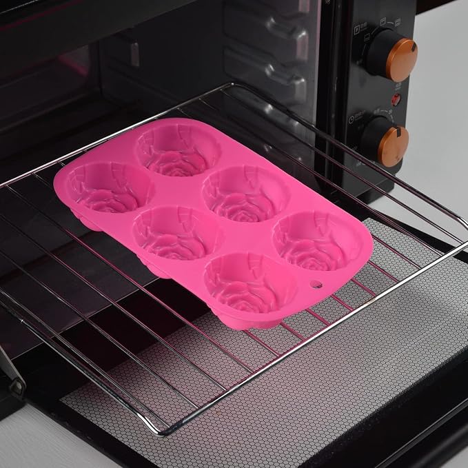 AKOAK 6-cavity Silicone Cake Mold, DIY Handmade Soap Mold, Non-stick Donut Mold, for Chocolate Pudding Jelly Muffin Cups, Kitchen Baking Decoration (Pattern)
