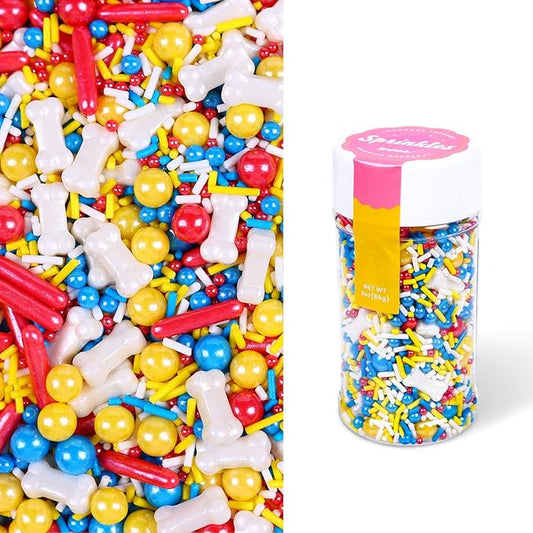 Dog Bones Themed Sprinkle for Cake Decorating, Yellow Sprinkles for Edible Cupcakes Toppers, Birthday Party Candy for Decorating Cakes, Cupcakes, Cookies & Desserts