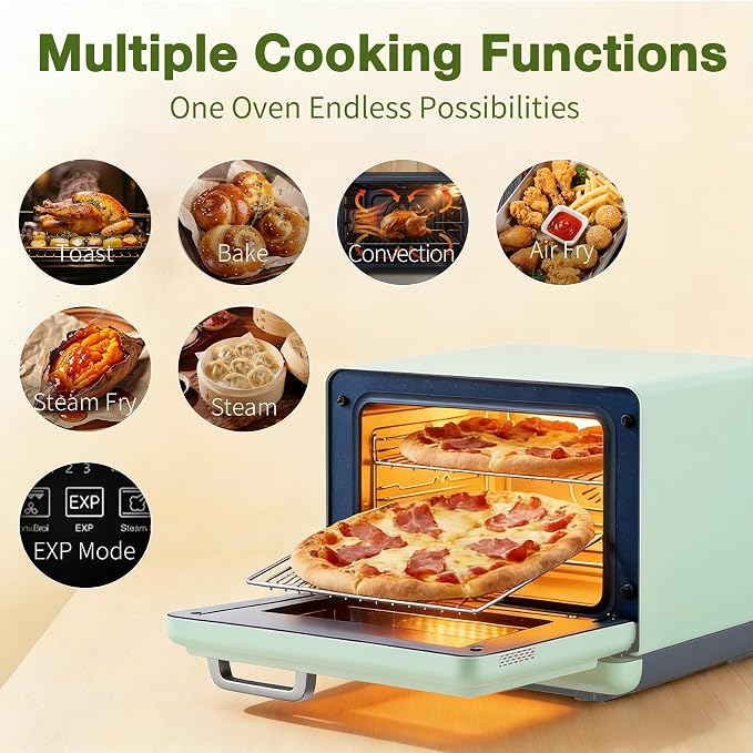 ROBAM Toaster Air Fryer Oven Combo, Countertop Convection Cooker with Bake & Fry, 1.2 Cu.Ft Large Capacity Combi Steam Oven, 32 Preset Recipes, Smart Touch Precise Temp Control, Multi-Stage CT767