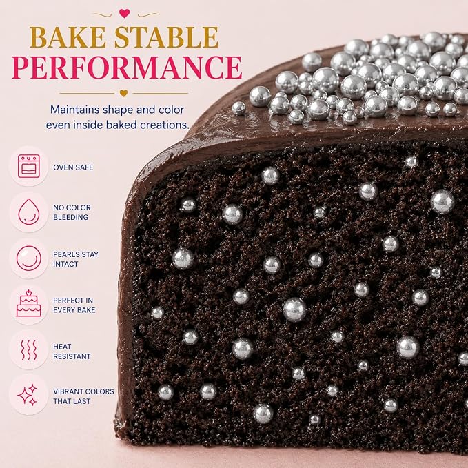 Confect Pearl Sprinkles | Assorted pack of 5 Shimmering Sliver Disco Ball Christmas, Birthday & Celebration Sprinkles | Mix Silver Pearl Dragees - Vegan, Gluten-Free, Nut-Free, Soy-Free, Dairy-Free, Palm Oil-Free, No Artificial Dyes - 5 Oz