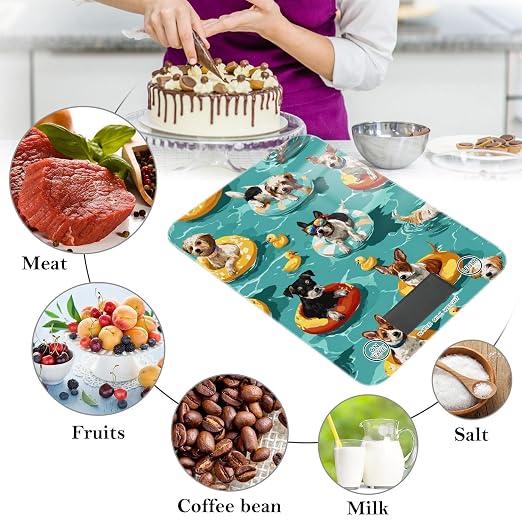 Food Scale Kitchen Scale Food Weight Scales Digital Weight Grams and Ounces Small Electronic Food Scale for Baking Cooking Teal Swimming Pool Dogs and Ducks