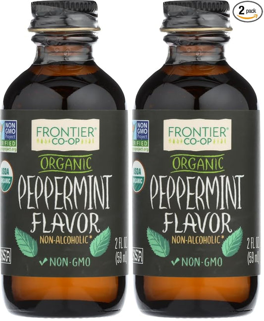 Frontier Peppermint Flavor Certified Organic, 2 Ounce Bottle (Pack of 2)