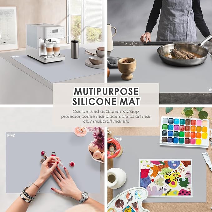 31.5" x 23.6" Extra Large Silicone Mat for Resin Casting, Crafts and Epoxy, Nonstick Silicone Sheet for Jewelry Casting Molds, Countertop Protector Mat Heat Resistant Placemats by Foepoge, Gray