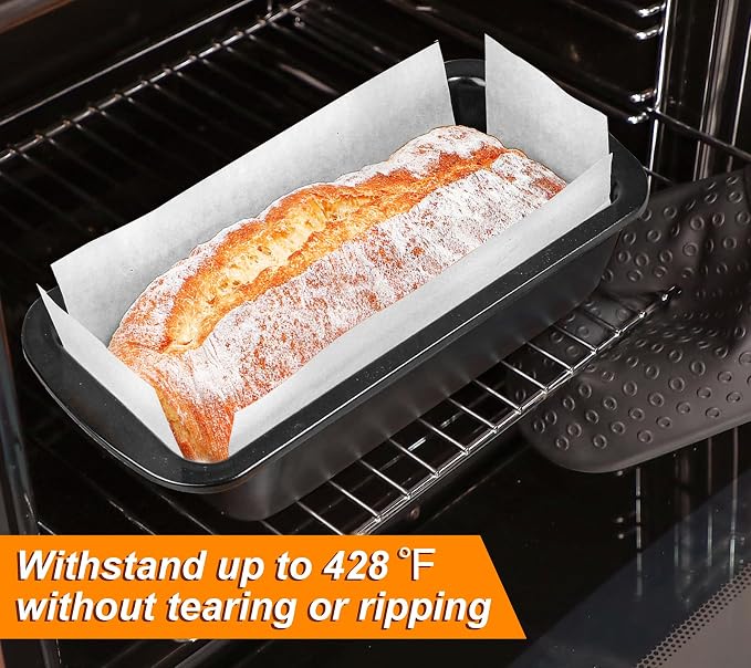 Webake Unbleached Parchment Paper Large Loaf Pan Liners for 13" x 5" Long Baking Bread, Original Precut, Non Toxic 100Pcs