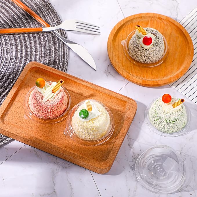 Patelai 50 Pcs Clear Plastic Mini Cupcake Container, Mini Cupcake Box Muffin Dome Muffin Single Container Box for Wedding Birthday Cheese Pastry Dessert Cake (Clear)