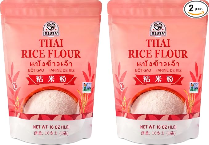52USA Thai Rice Flour 32 Ounce (Basic), 1 Pound (Pack of 2), Rice Flour for Baking or Cooking, Product of Thailand, All Natural White Rice Flour, Vegan