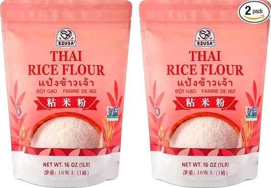 52USA Thai Rice Flour 32 Ounce (Basic), 1 Pound (Pack of 2), Rice Flour for Baking or Cooking, Product of Thailand, All Natural White Rice Flour, Vegan