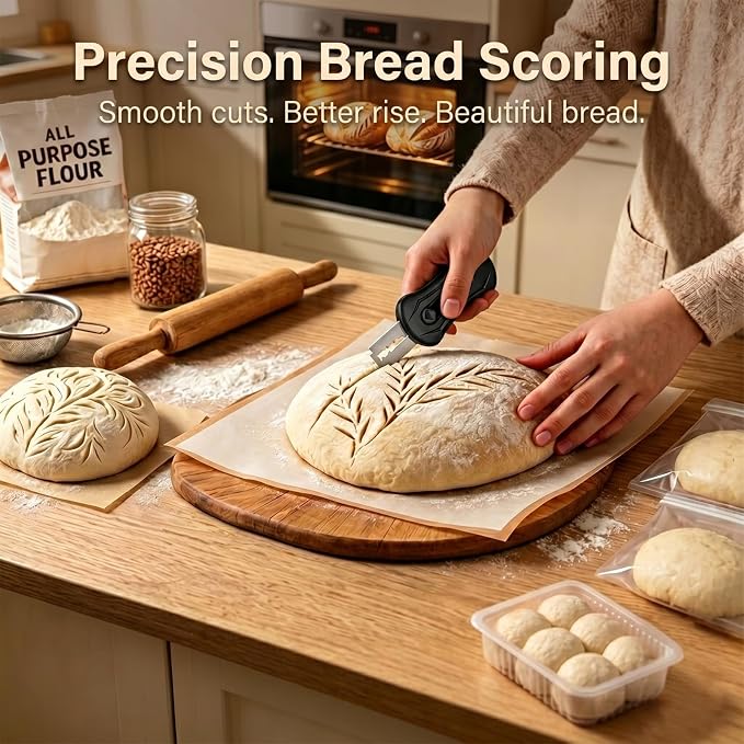 2PCS Sourdough Bread Lame Scoring Tool,Retractable Bread Scorer with 10 Replaceable Blades, Magnetic Storage for Artisan Bakers & Home Sourdough Baking, Professional Sourdough Baking Tools