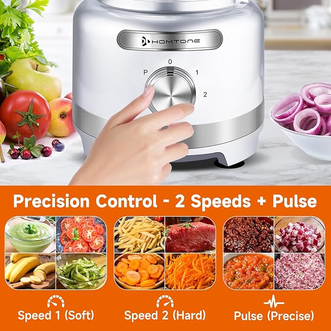 Homtone 16 Cup Food Processor large, 9-in-1 for home Kneader, French Fries | Multifunctions for Cheese Grating, Salad Veggie Chopper/ Slice/Julienne, Shred Large Family Week Meal Prep, Dishwasher Safe