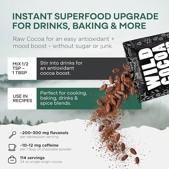 Raw Organic Cacao Powder, Handcrafted, Single-Origin, Fair Trade, Non-Alkalized Cocoa from Peru (24 ounce)