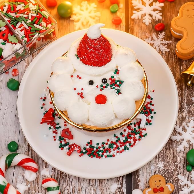 Christmas Sprinkles for Cookies, Holiday Red and Green Sprinkles Assortment 5 oz, Edible Jimmies Nonpareils and Sanding Sugar Pearls for Cake Decorating, Christmas Cookies, Baking, Cupcakes, Desserts