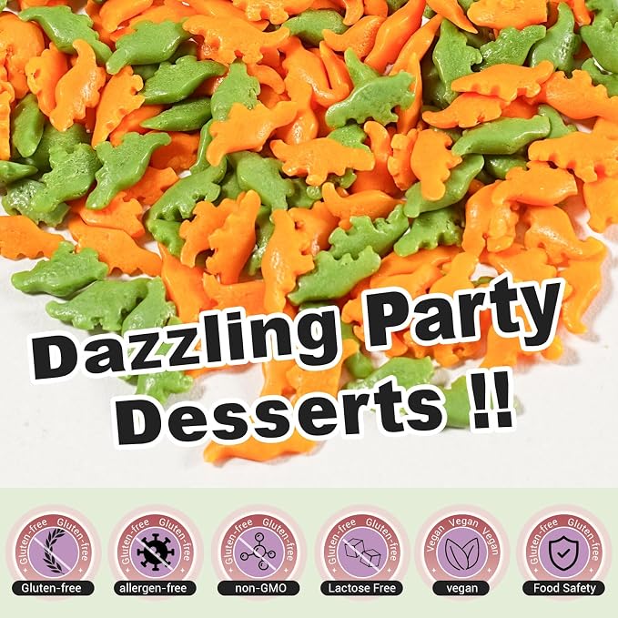 HUEBEATY Dinosaur Sprinkles with Bone, Jungle Cake Birthday Sprinkles, 180g | Dinosaur Confetti, Tree Confetti, Bone Sprinkles, Jungle Party Sprinkles for Birthday Cakes, Cupcakes, Cookies Decorating