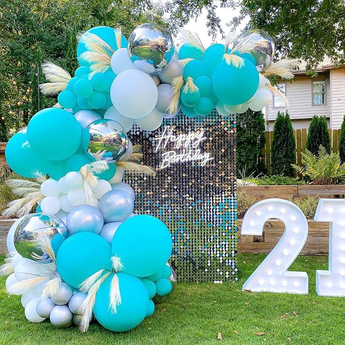 Voircoloria 130pcs Teal Balloons Different Sizes 18" 12" 10" 5" Turquoise Blue Balloons for Boys Girls Baby Shower Wedding Anniversary Graduation Engagements Birthday Party Decorations