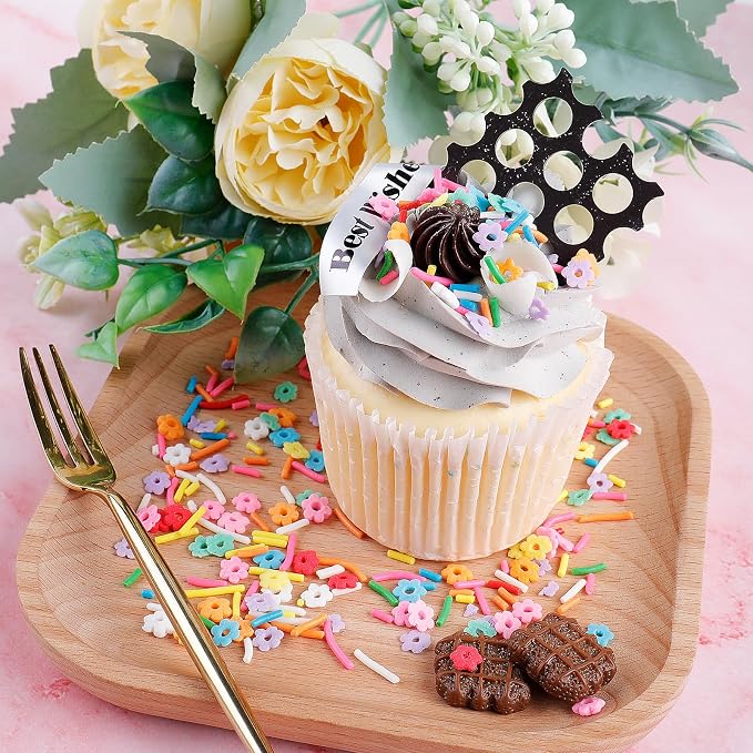 Rainbow Sprinkles, Neon Flower Jimmies Sprinkles for Ice Cream Cake Cupcake | 4.6oz Edible Flower Sprinkles for Cake Decorating