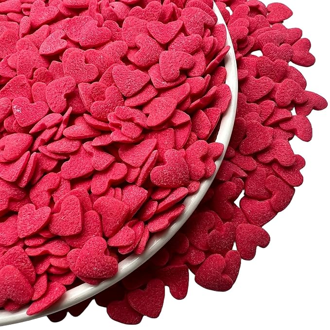 SE Si&Moos Jumbo Heart Sprinkles Jumbo Red Hearts Edible Hearts Confetti for Decorating Valentines Cake Decorations Red Sprinkles for Baking, Party Wedding Baby Shower Valentines Supplies 3.35 OZ