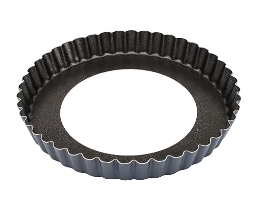 Matfer Bourgeat Exopan Steel Tart Mold with Removable Bottom, Nonstick, Fluted, 11"