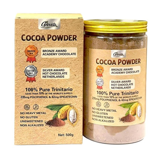 100% Pure Cocoa Powder – Cocoa Rich Flavanols From Trinitario Cacao Beans, Natural, Non-Alkalized, Unsweetened – Rich in Antioxidants for Energy, Mood & Heart Health – Keto & Vegan Superfood – Great for Smoothies, Baking, Chocolate (500 Gr)
