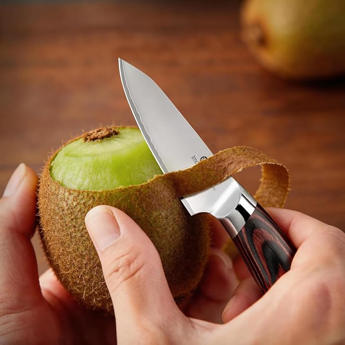 imarku Paring Knife 3.75 Inch, Japanese High Carbon Stainless Steel Fruit Knife, Ultra Sharp Small Kitchen Knife for Peeling Fruits Cutting Veggies, Ergonomic Pakkawood Handle