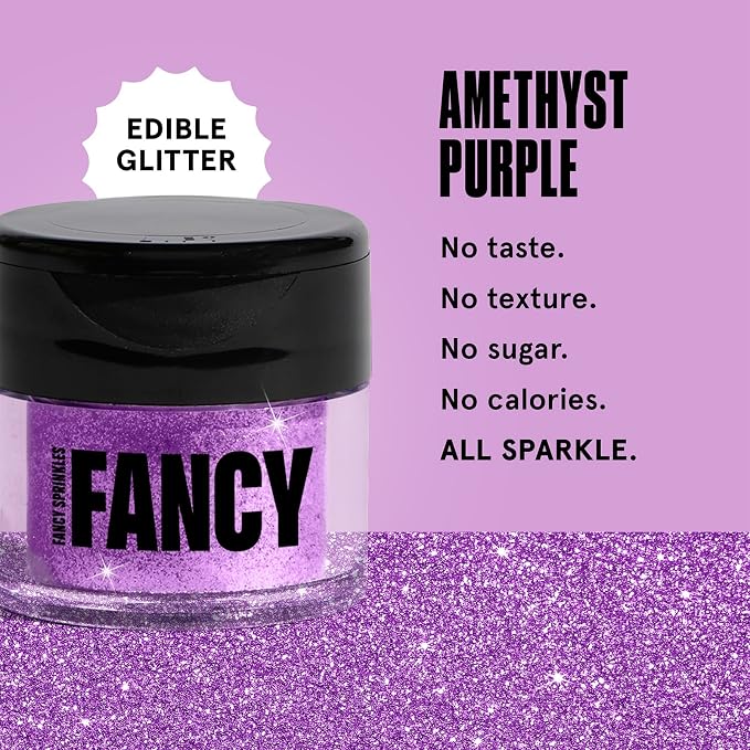 Fancy Sprinkles B'Witched Edible Glitter Set | Luster Dust for Drinks, Cocktails & Cake Decorating | Vegan, Gluten Free, Non-GMO | Made in USA | Onyx Black, Amethyst Purple, and Glow Worm Green (3 jars, 4gm each)