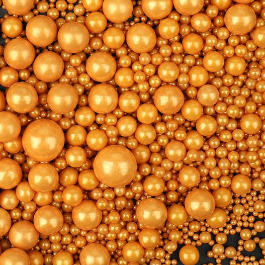 Gold Sprinkles, Matte Gold Pearl Sprinkles for Cake Decorating, 130g/4.6oz Edible Sugar Candy Pearls for Baking, Cookie Decorations and Cupcake Toppings, Wedding Party Christmas Supplies