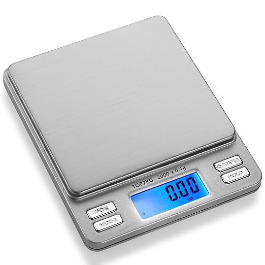 Smart Weigh Pro Digital Pocket Scale – 2000g x 0.1g Precision Gram Scale with LCD Display, 6 Weighing Units, Hold & Count Functions – Includes 2 Trays and Batteries (Silver) — Case of 40