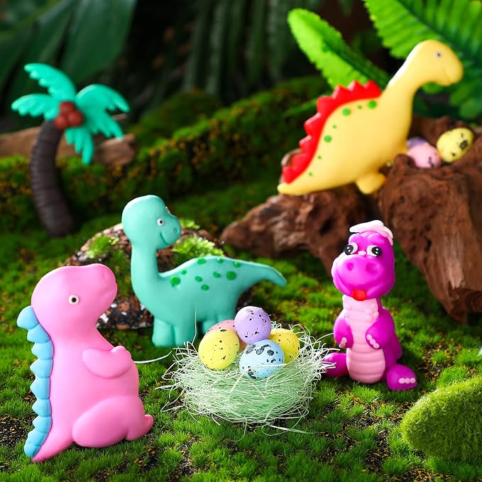 Marsui 35 Pcs Dinosaur Cake Topper, Dinosaur Cake Decorations with Happy Birthday Sign for Girls Birthday Baby Shower Safari Animal Themed Party