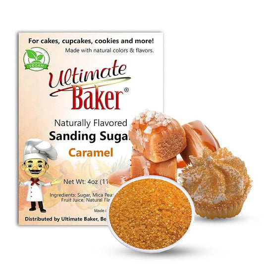 Ultimate Baker Flavored Sanding Sugar (1x4oz) - Burst of Flavor & Color for Cakes, Cookies & More, All-Natural, Perfect for Baking & Decorating or as a Flavored Coffee Sugar (Caramel)