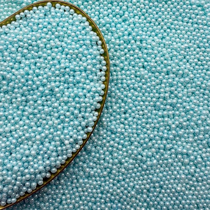 CandiJumpin 2mm Edible Light Blue Pearls, Baby Blue Nonpareils Sprinkles Small Pearl Sprinkles for Cake Decorating Mini Sugar Pearls for Baking Baby Shower Party Wedding Christmas Supplies 3 OZ