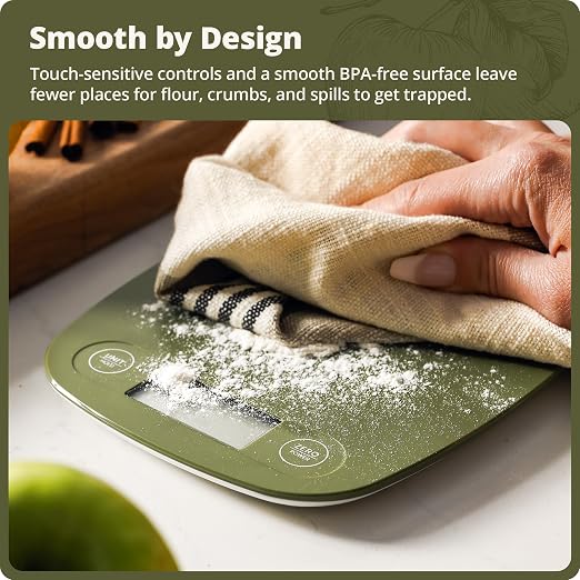 Greater Goods Food Scale – Digital Kitchen Scale, 1g Precision, Easy-Tare & Quick Conversion, Slim Compact Design, Durable & Portable | Ideal for Cooking, Baking & Meal Prep (Moss Green)