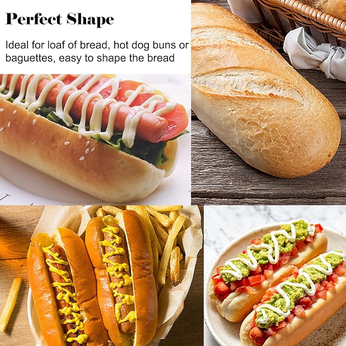 4-cavity Silicone Bread Loaf Pan, Nonstick Sourdough Loaf Pan & Heat Resistant Baguette Bread Pan, Bread Pans for Homemade Bread, Silicone Molds for Baking Hoagie Rolls, Sandwich, Hot Dog Buns