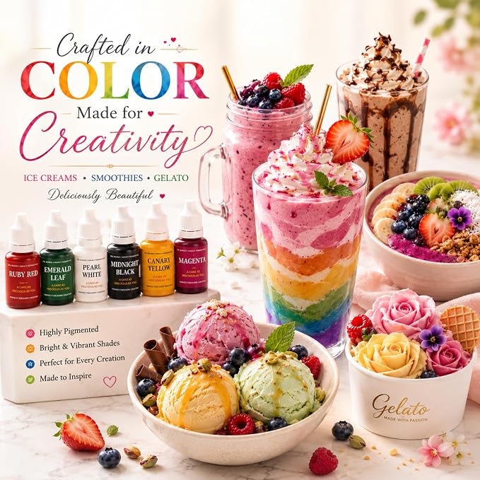 Confect Christmas Water Color Food Coloring Set – Highly Pigmented Oil Based Food Colors for Cakes, Buttercream, Drinks, Popsicles & Baking – 6 Pack × 10mL