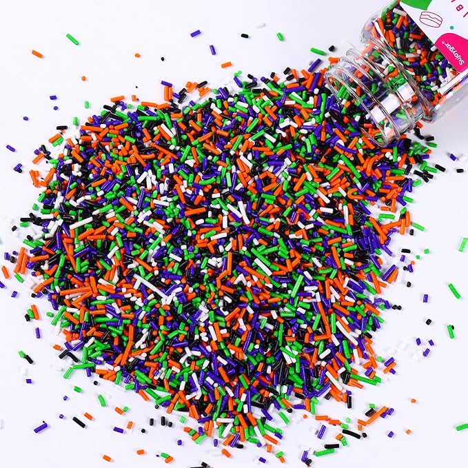 Halloween Sprinkles for Cake Decorating, Edible Halloween Jimmies Sprinkles for Cupcake Toppers Baking Cookie Ice Cream Dount Chocolate, 3.52oz