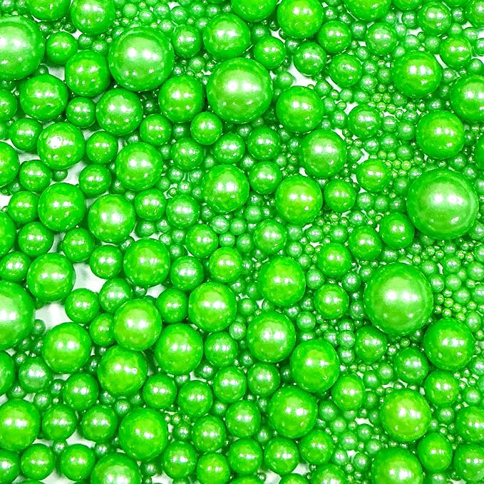 Sprinkles Edible Christmas Green Pearl Sugar Sprinkles Candy 142g/5.01oz Mix Size Christmas Green Pearls Baking Cupcake Toppers Cookie Decorations for Wedding Parties Valentines Day Christmas