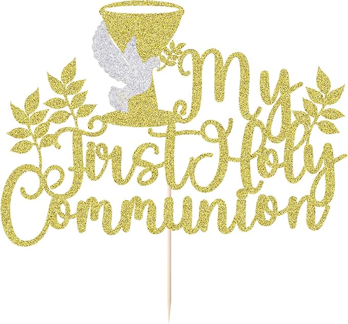 My First Holy Communion Cake Topper-Suitable for Ramadan, Baptism, Religious Baptism,Baby Shower 1st Birthday, God Bless, Communion Party, Wedding Party Decorations supplies