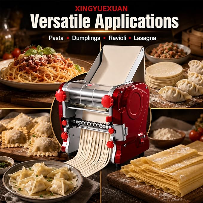 XINGYUEXUAN Electric Pasta Making Machine Commercial Noodle Spaghetti Maker Dough Roller with 2mm/6mm Cutter