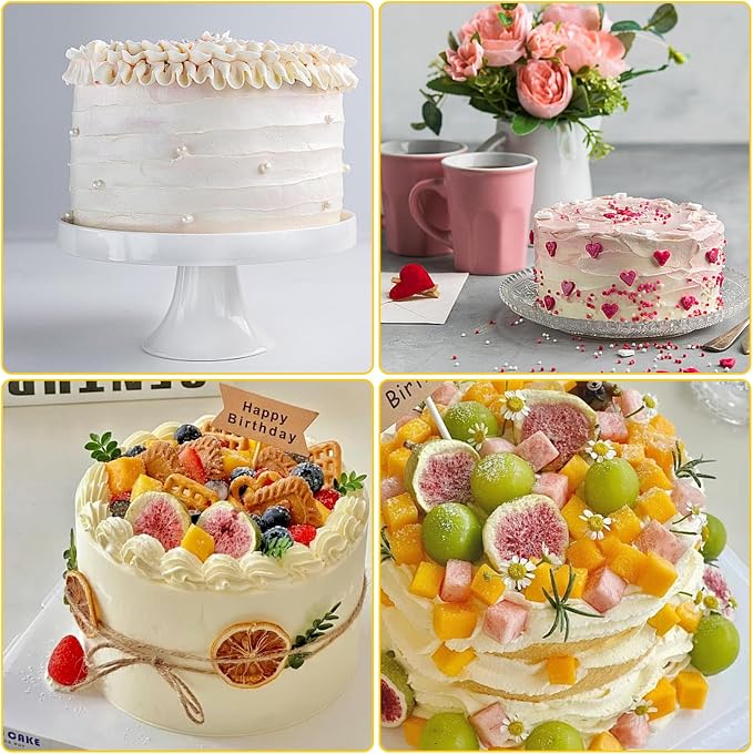 Cake Scraper, 4PCS Clear Acrylic Icing Smoother Stripes Cake Decorating Comb, Edge Smoother Tool for Mousse Butter Cream Decoration, DIY Kitchen Baking Tool