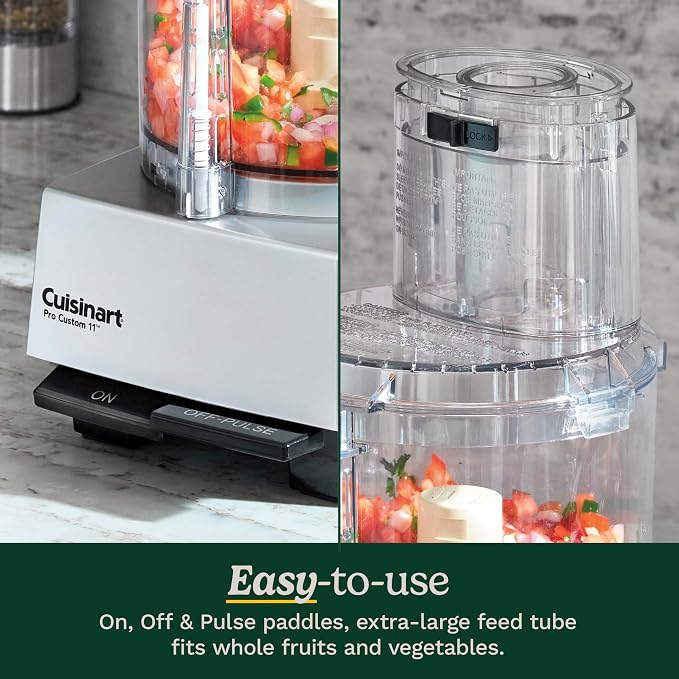 Cuisinart Food Processor, Dishwasher Safe 11-Cup Food Processor with Slicing & Shredding Discs, Cuisinart Pro Custom 11 Stainless Steel Electric Chopper & Kitchen Food Processor, Chrome, DLC-8SBCYP1