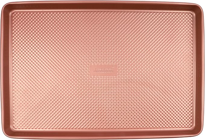 David Burke 17x11 Cookie Sheet – Carbon Steel, PFTE & PFOA Free, Oven Safe, Non-Toxic, Perfect for Baking and Roasting – Rose Gold