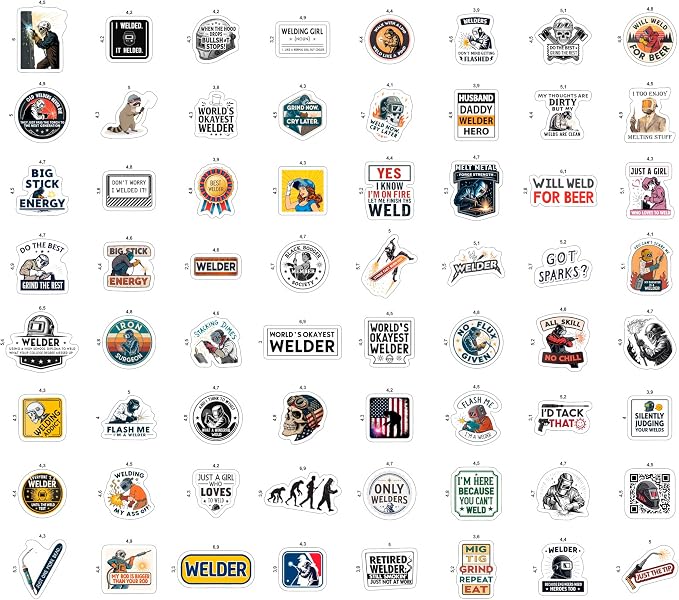 100Pcs Welder Stickers for Helmets, Water Bottles, Laptop - Welding Stickers for Hard Hats - Welder Gifts, Party Supplies & Decorations - Gift for Women & Men