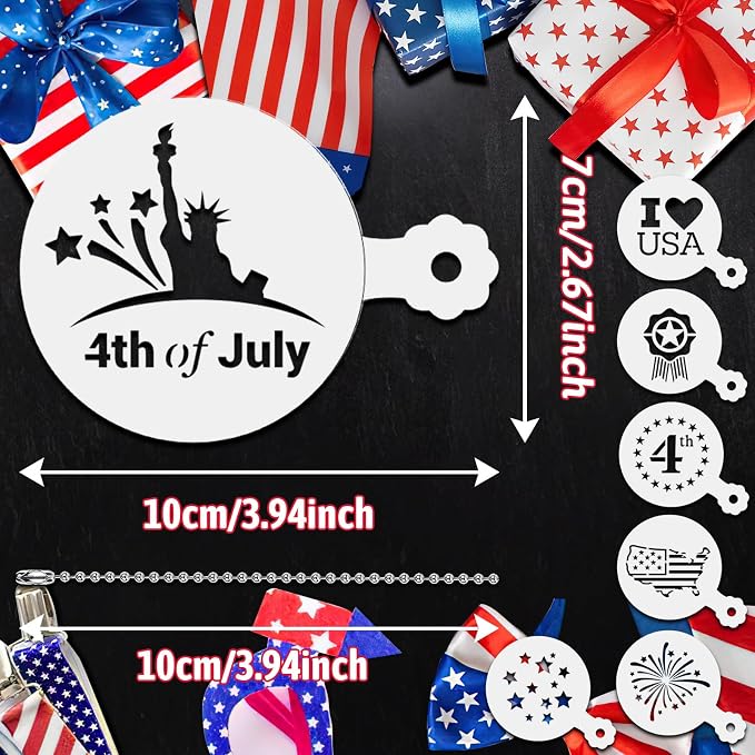 JULBEAR 4th of July Cookie Cake Stencils 36 Pieces Reusable Patriotic Mold | Cookie Stencils, Independence Day Patriotic Party Decoration, Baking Dessert Coffee Painting, 36 Pieces Templates Mold Tools