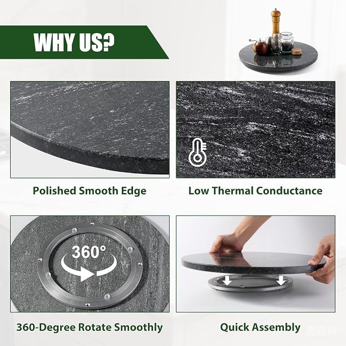 Marble Lazy Susan, 16” Lazy Susan for Table Top Detachable Turntable Organizer for Cabinet Pantry Kitchen Countertop Fridge Bathroom Makeup Vanity Countertop, Via Lactea
