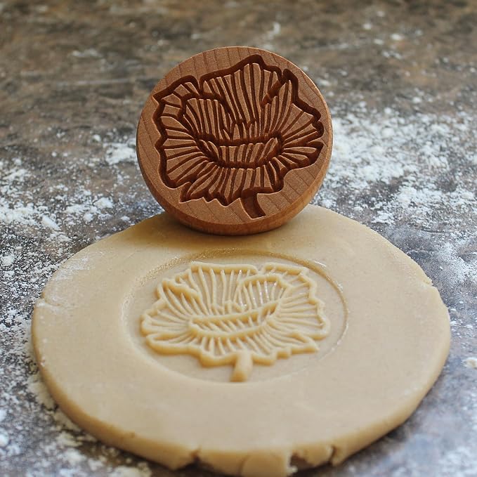 Wood Cookie Stamp, 2.5 Inch (Poppy Flower CS-124)
