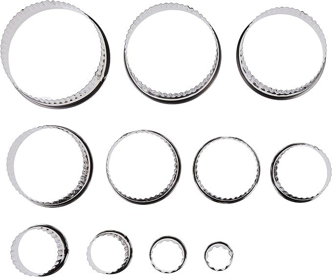 Ateco Fluted Edge Round Cutters in Graduated Sizes, Stainless Steel, 11 Pc Set