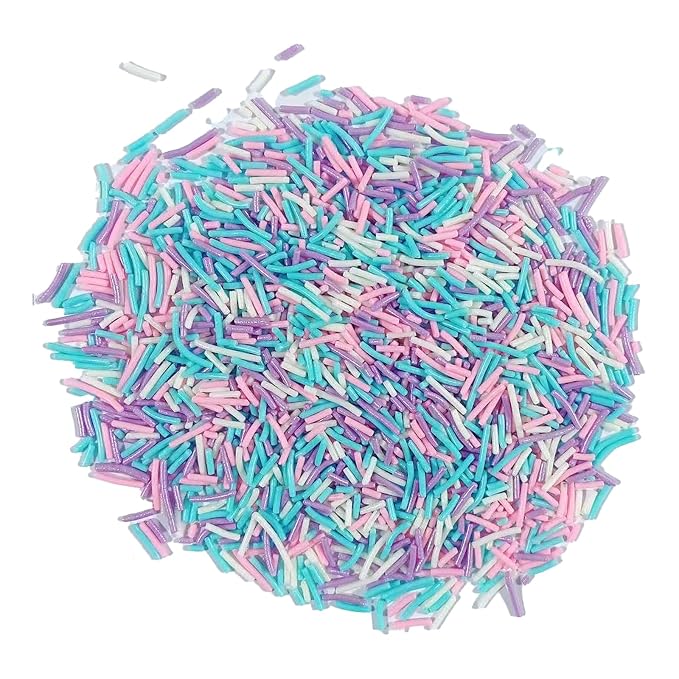 Sentovac Mermaid Jimmies Sprinkles Edible for Cake Decorating Pink Purple Blue White Sprinkles Sugar Candy Cookie Cupcake Topper Ice Cream Baking Decorations Supplies 3.35oz